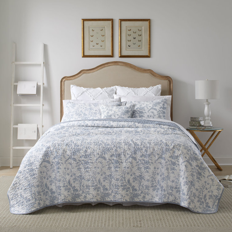 Laura Ashley Amberley Bonus Blue Reversible 4 Piece Quilt Set